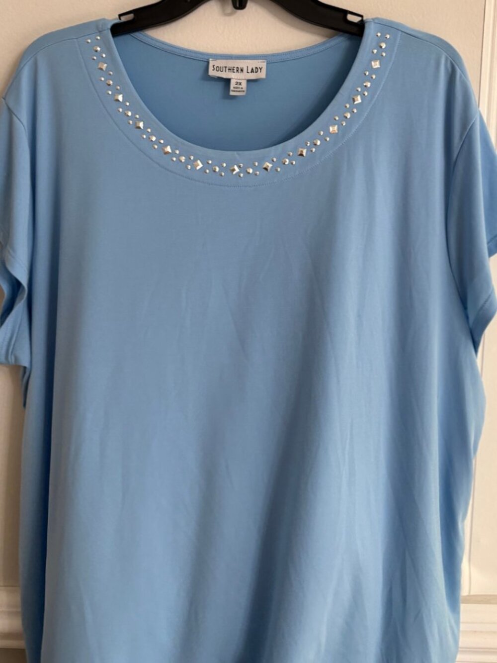 Short Sleeve Top with Metallic Accents